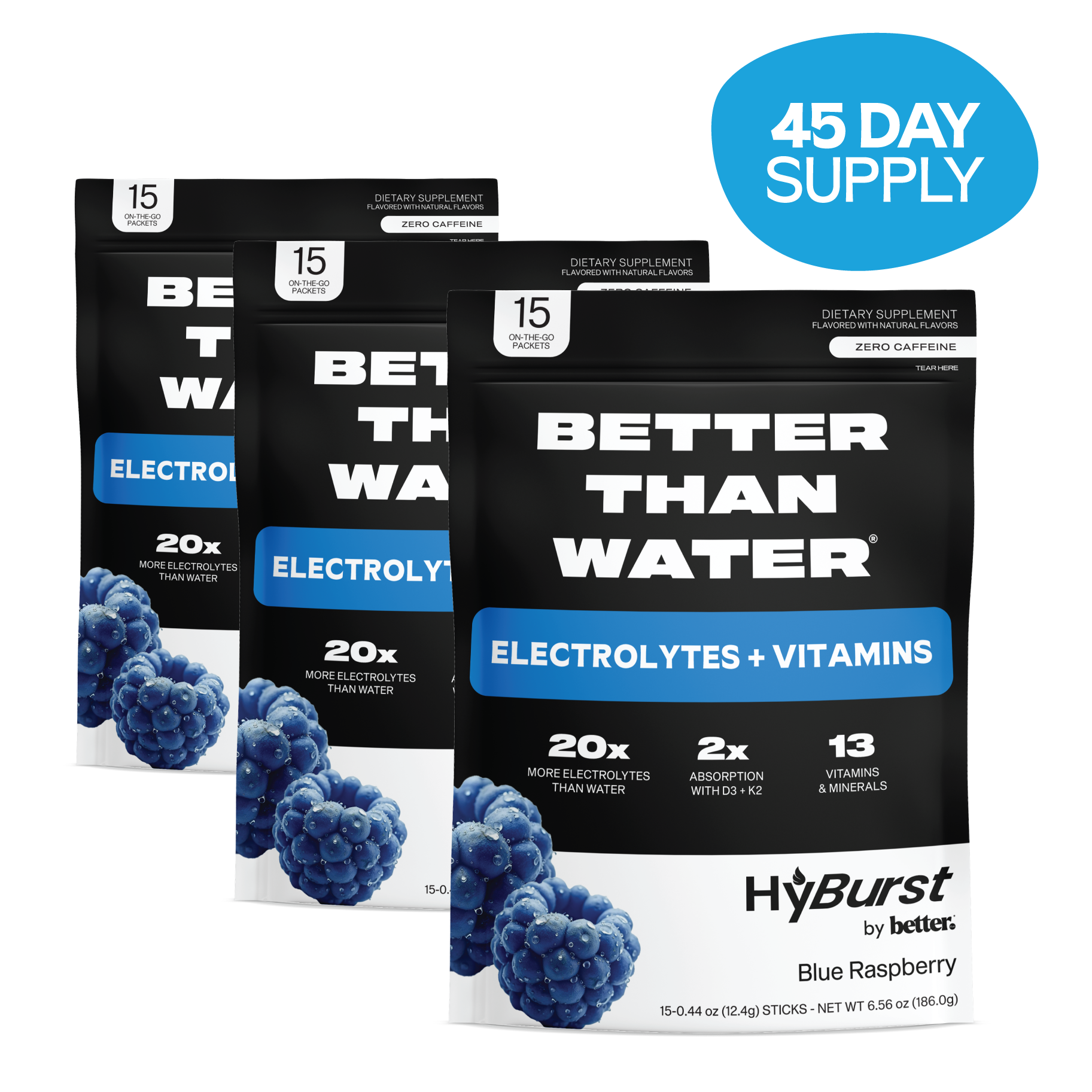 Blue Raspberry: Electrolyte + Vitamin Supplement Powder Multipacks