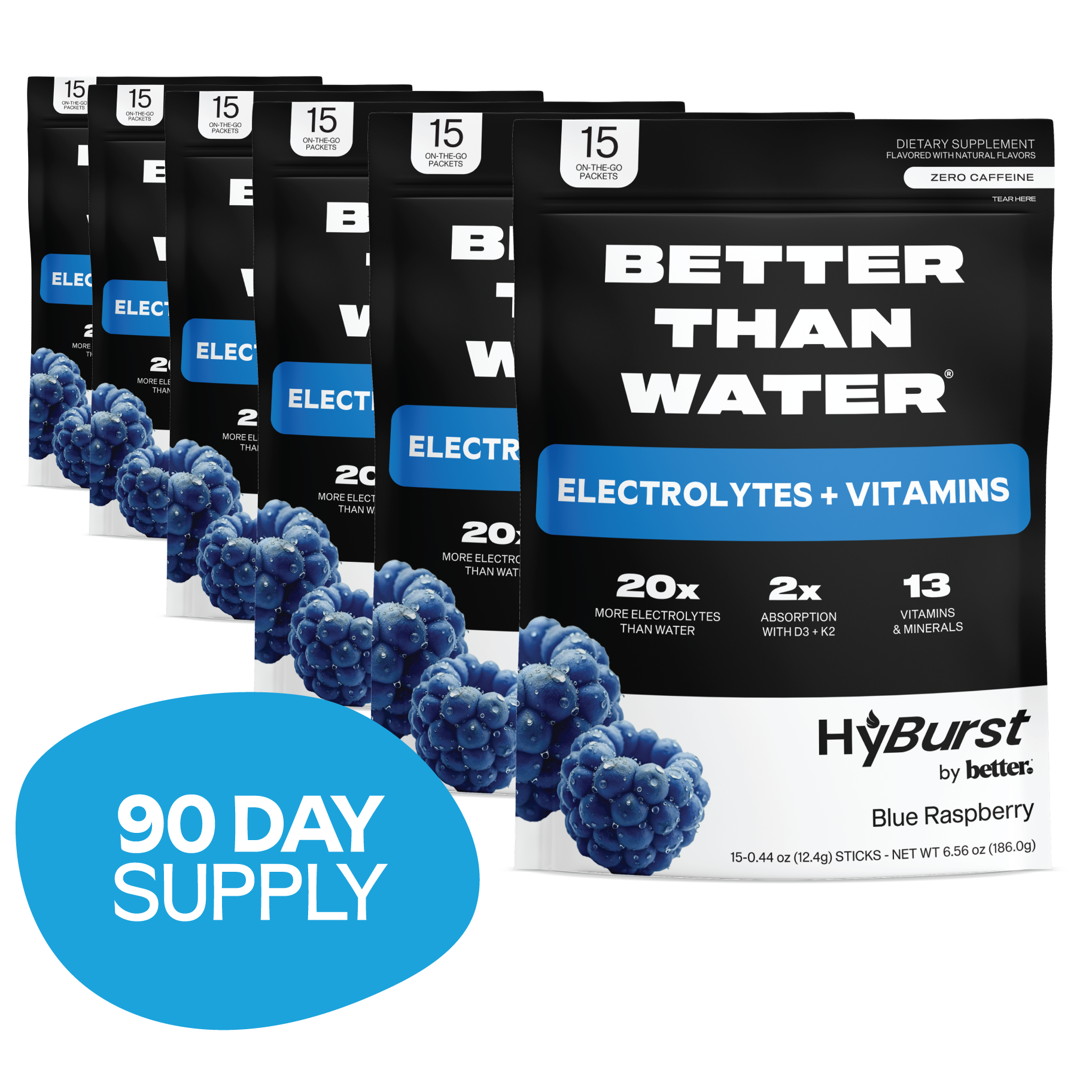 Blue Raspberry: Electrolyte + Vitamin Supplement Powder Multipacks