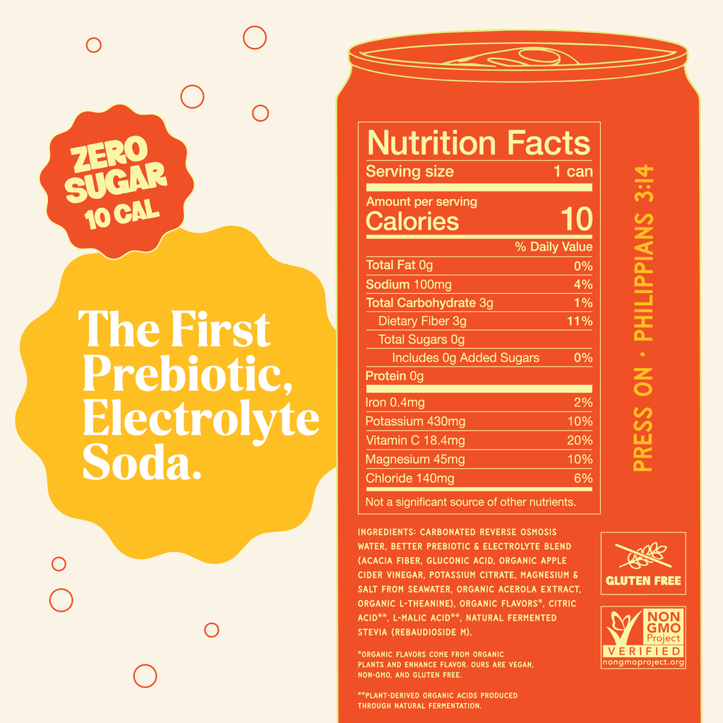 Electrolyte + Prebiotic Soda - Fizzy Orange