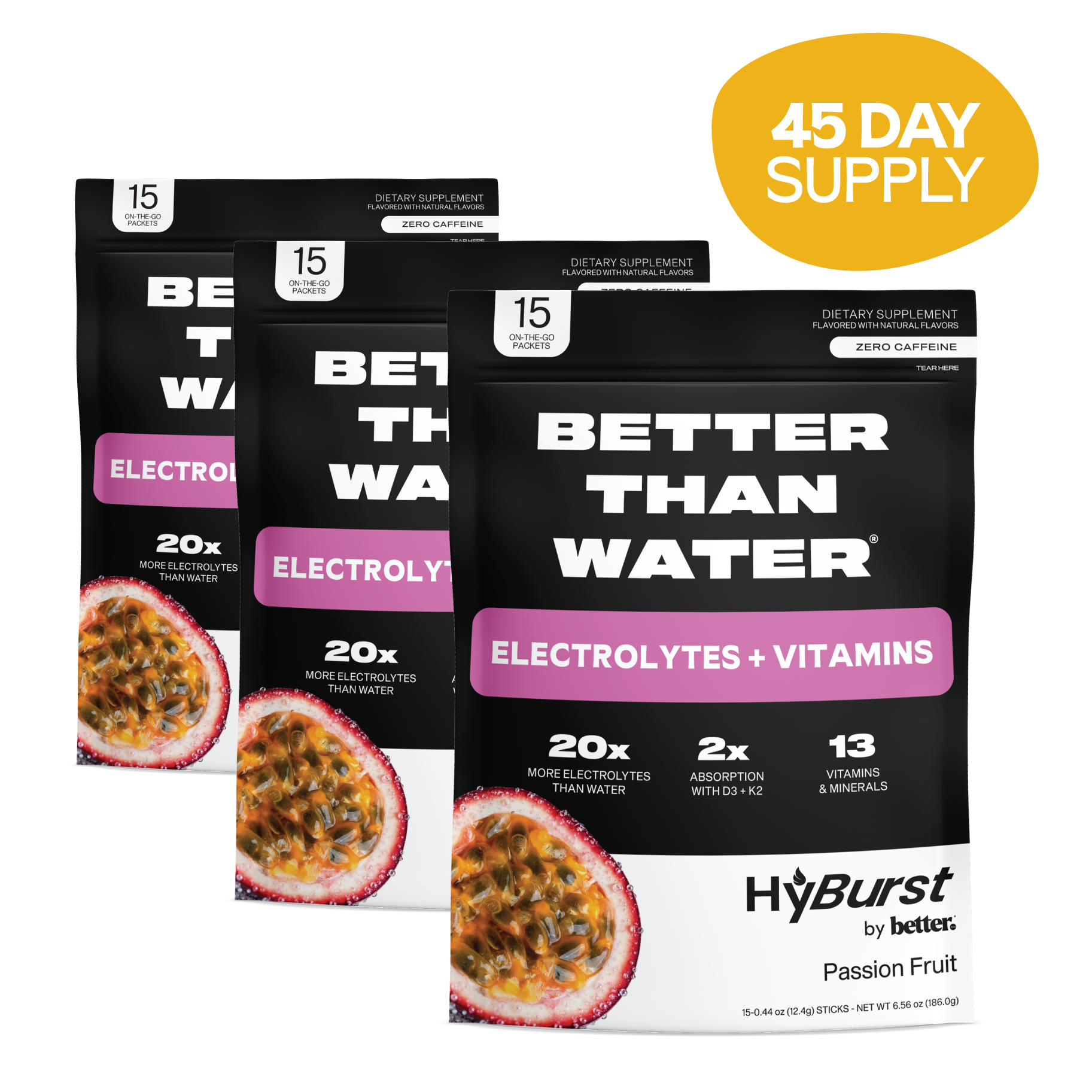 Passion Fruit: Electrolyte + Vitamin Supplement Powder Multipacks