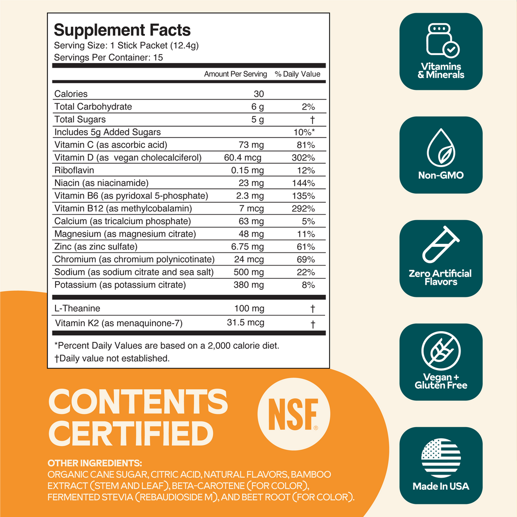 Peach Mango: Electrolyte + Vitamin Supplement Powder Multipacks