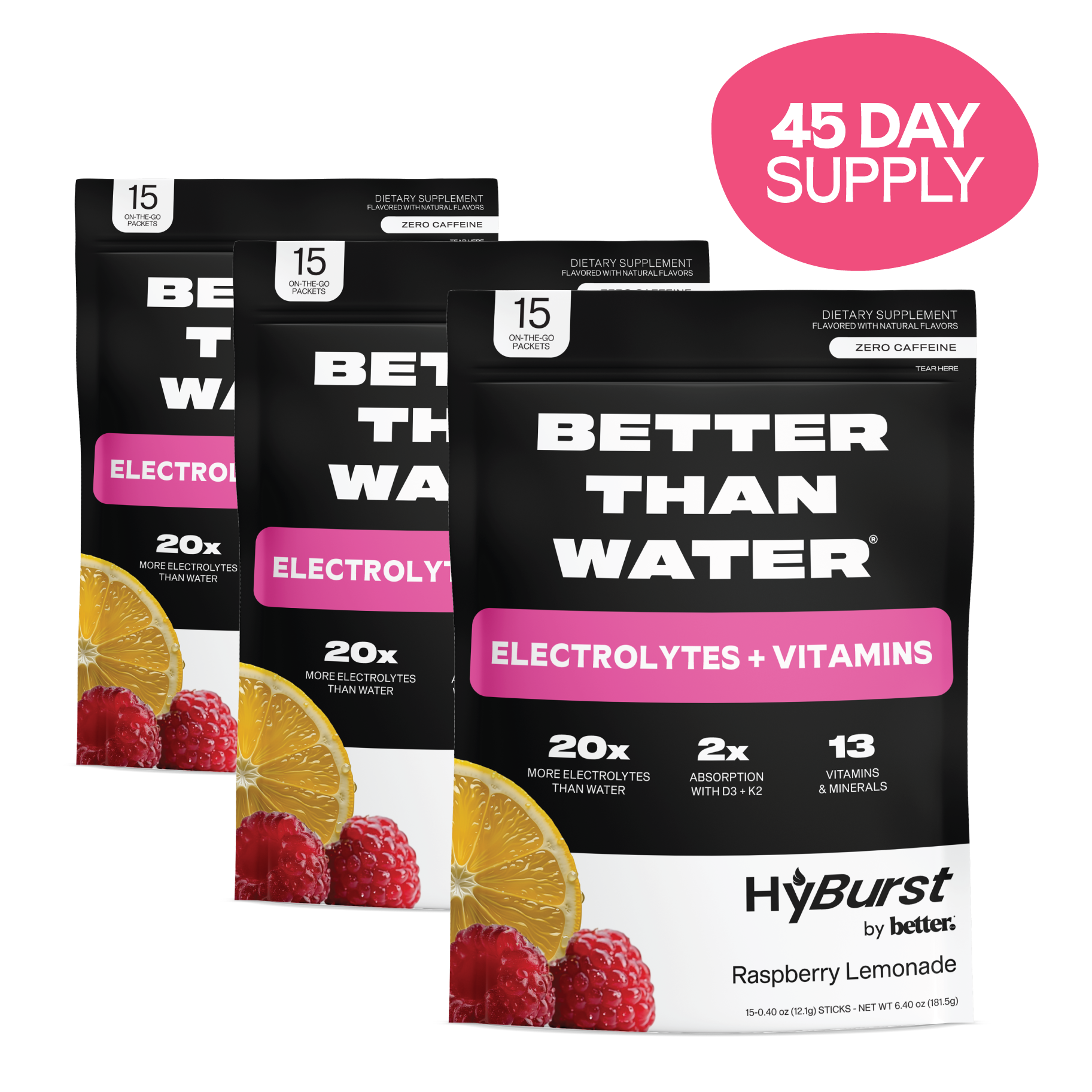 Raspberry Lemonade: Electrolyte + Vitamin Supplement Powder Multipacks
