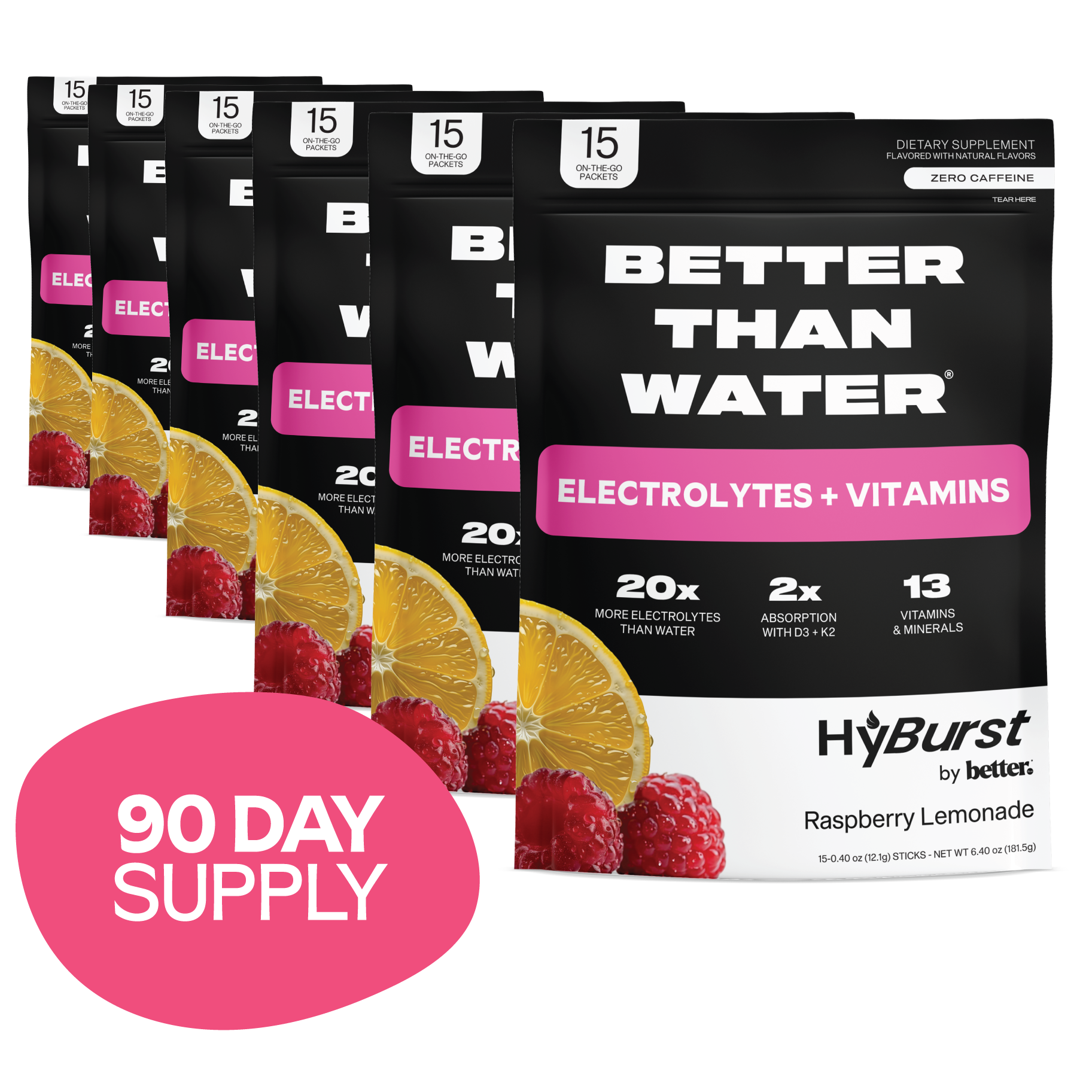 Raspberry Lemonade: Electrolyte + Vitamin Supplement Powder Multipacks