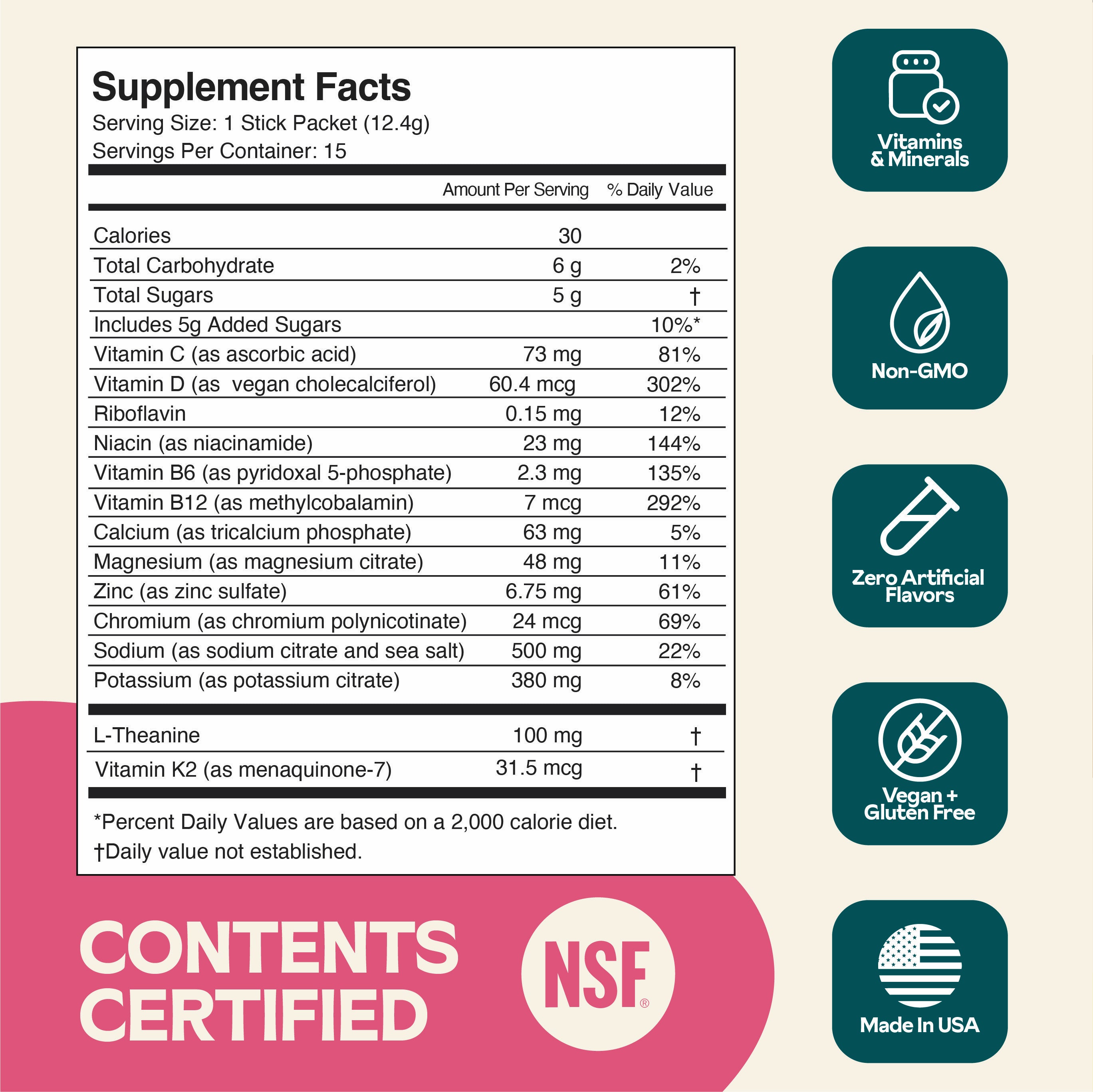 Raspberry Lemonade: Electrolyte + Vitamin Supplement Powder