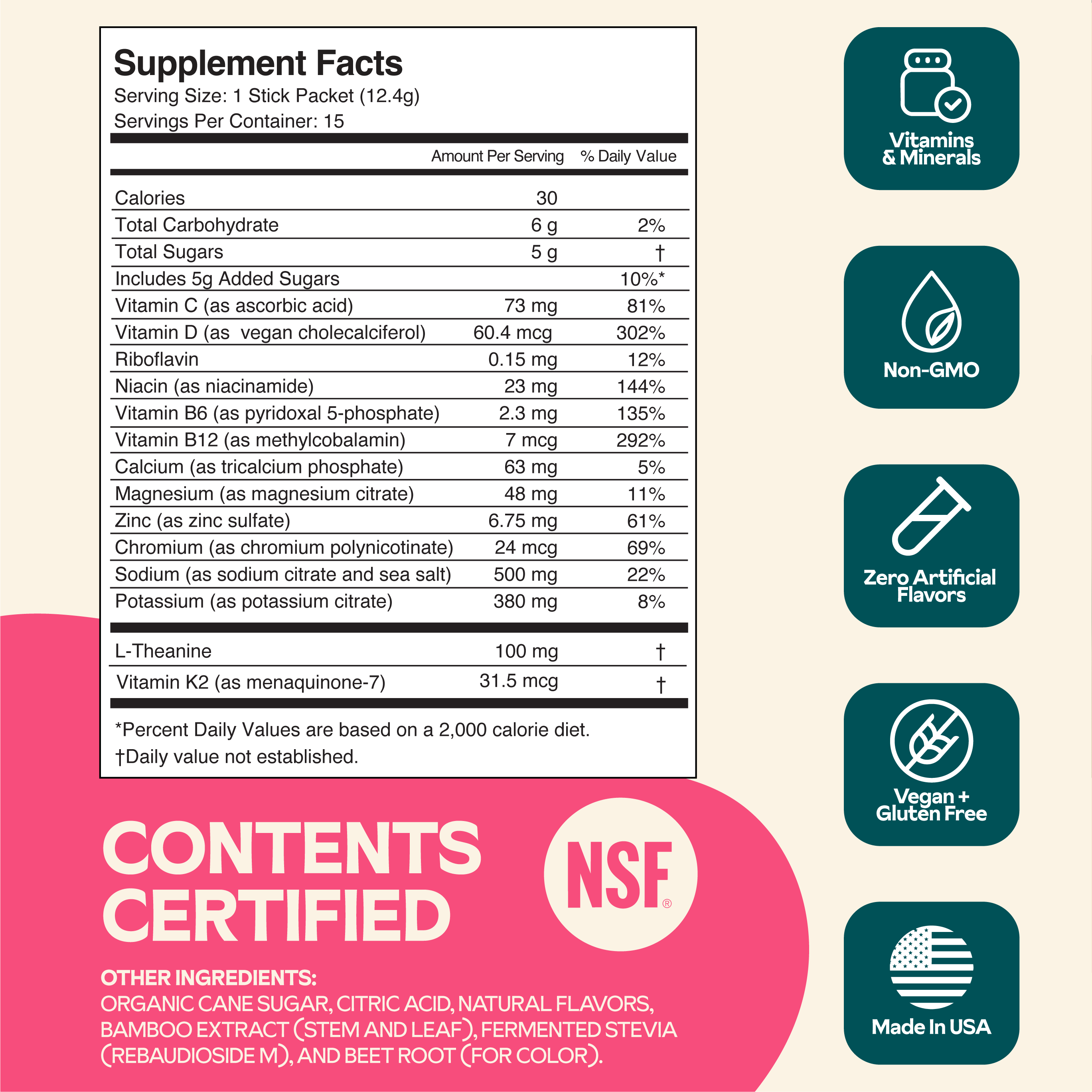 Raspberry Lemonade: Electrolyte + Vitamin Supplement Powder
